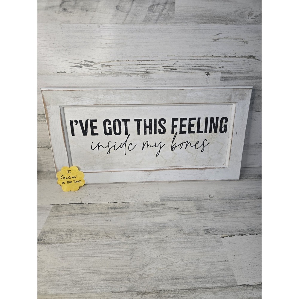 Glow‎ in the Dark Skeleton Wall Sign I've Got This Feeling Inside My Bones 22x11